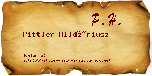 Pittler Hiláriusz névjegykártya